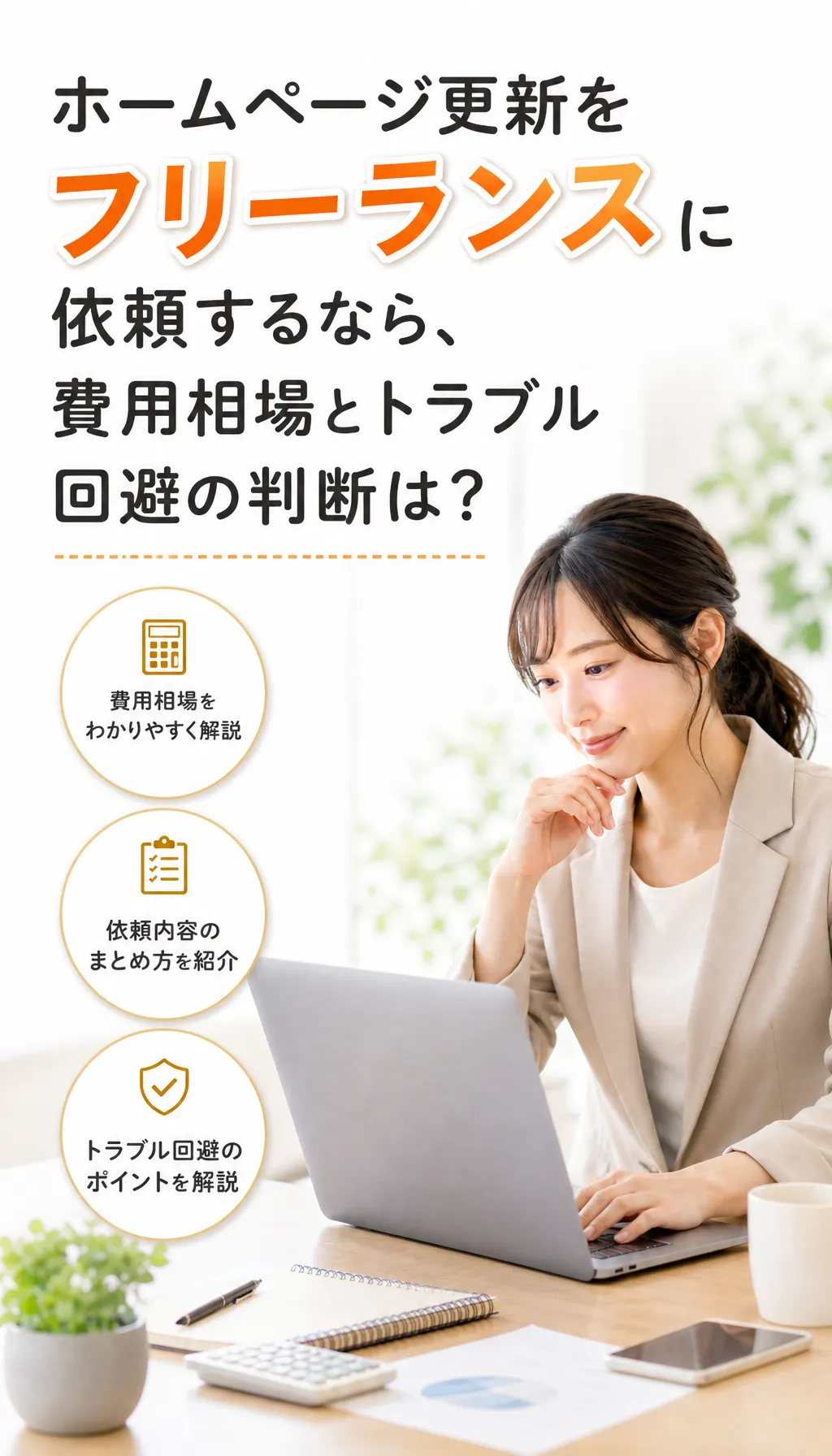 ホームページ更新の内容と費用を確認する担当者のイメージ