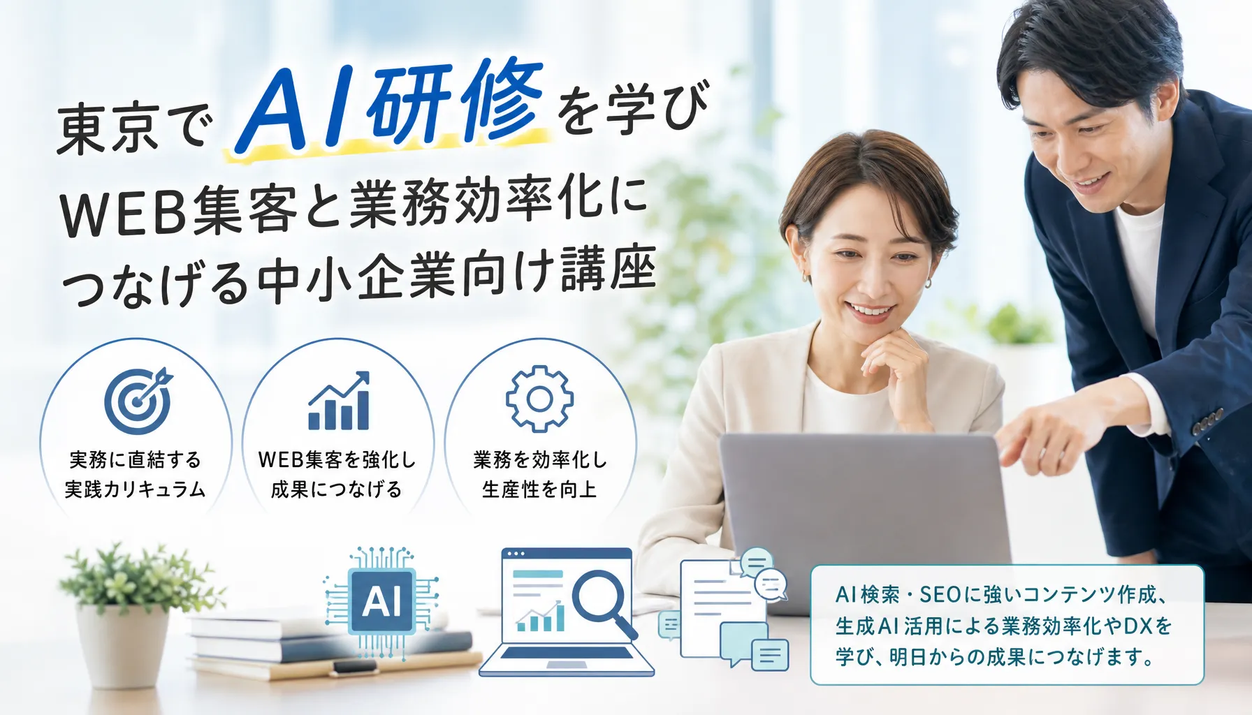 東京でAI研修を学びWEB集客と業務効率化につなげる中小企業向け講座
