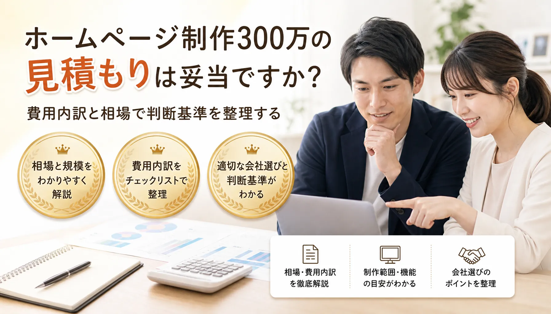 ホームページ制作300万の見積もりは妥当ですか?費用内訳と相場で判断基準を整理する