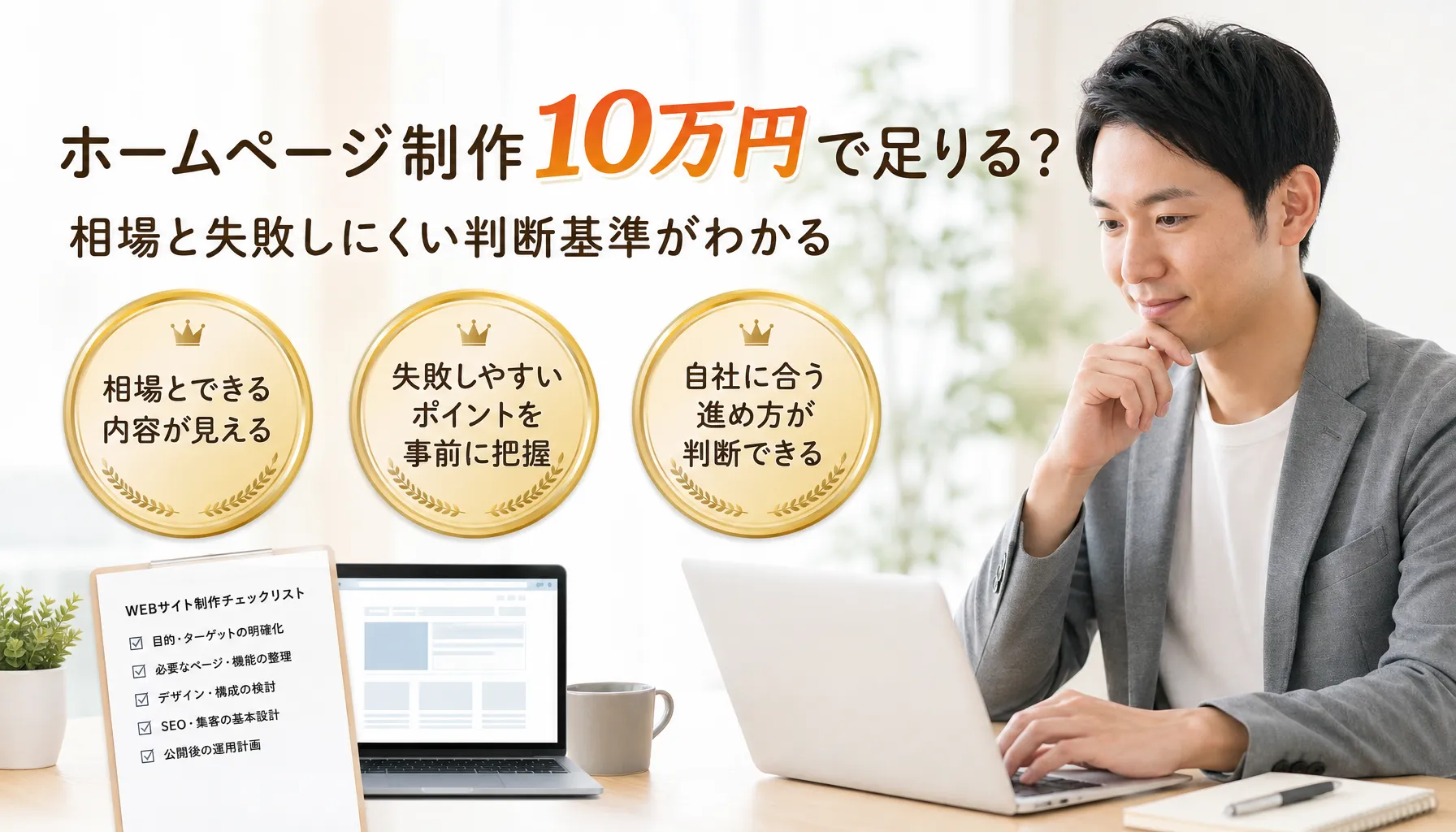 ホームページ制作10万円で足りる?相場と失敗しにくい判断基準がわかる